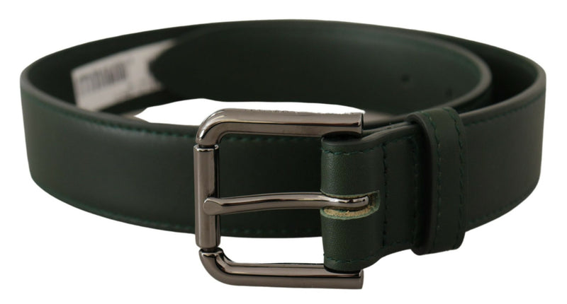 Army Green Leather Logo Metal Waist Buckle Belt-Dolce & Gabbana-LabelTerrace.com