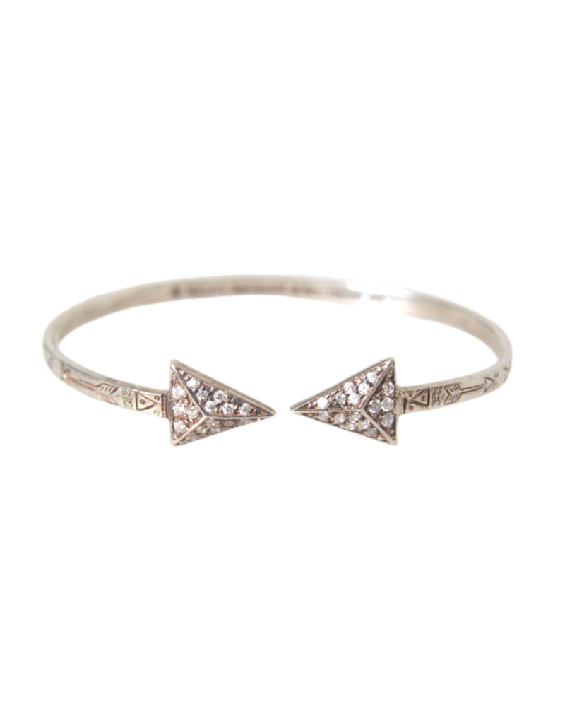 Arrow Crystal 925 Silver Bangle Bracelet Women-Nialaya-LabelTerrace.com
