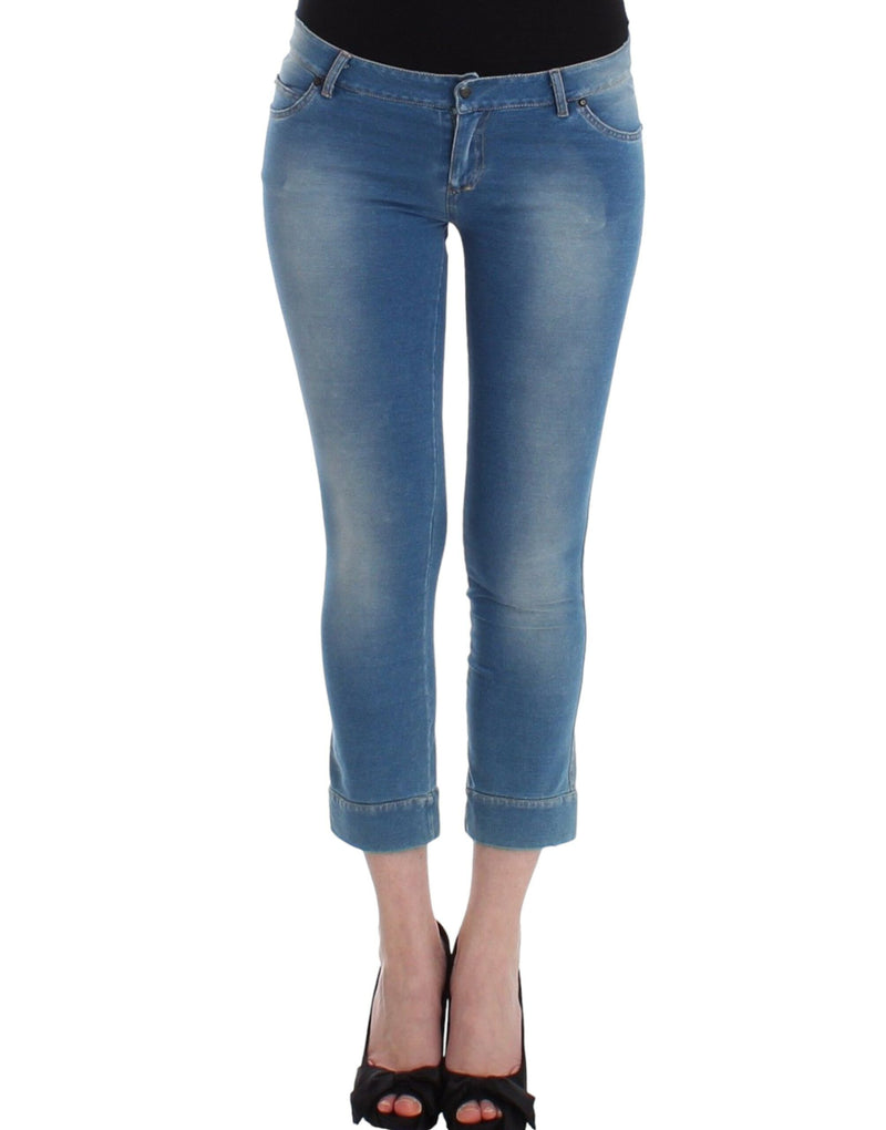 Beachwear Blue Jeans Capri Pants Cropped-Ermanno Scervino-LabelTerrace.com
