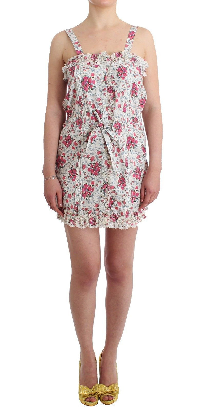 Beachwear Pink Floral Beach Mini Dress Short-Ermanno Scervino-LabelTerrace.com