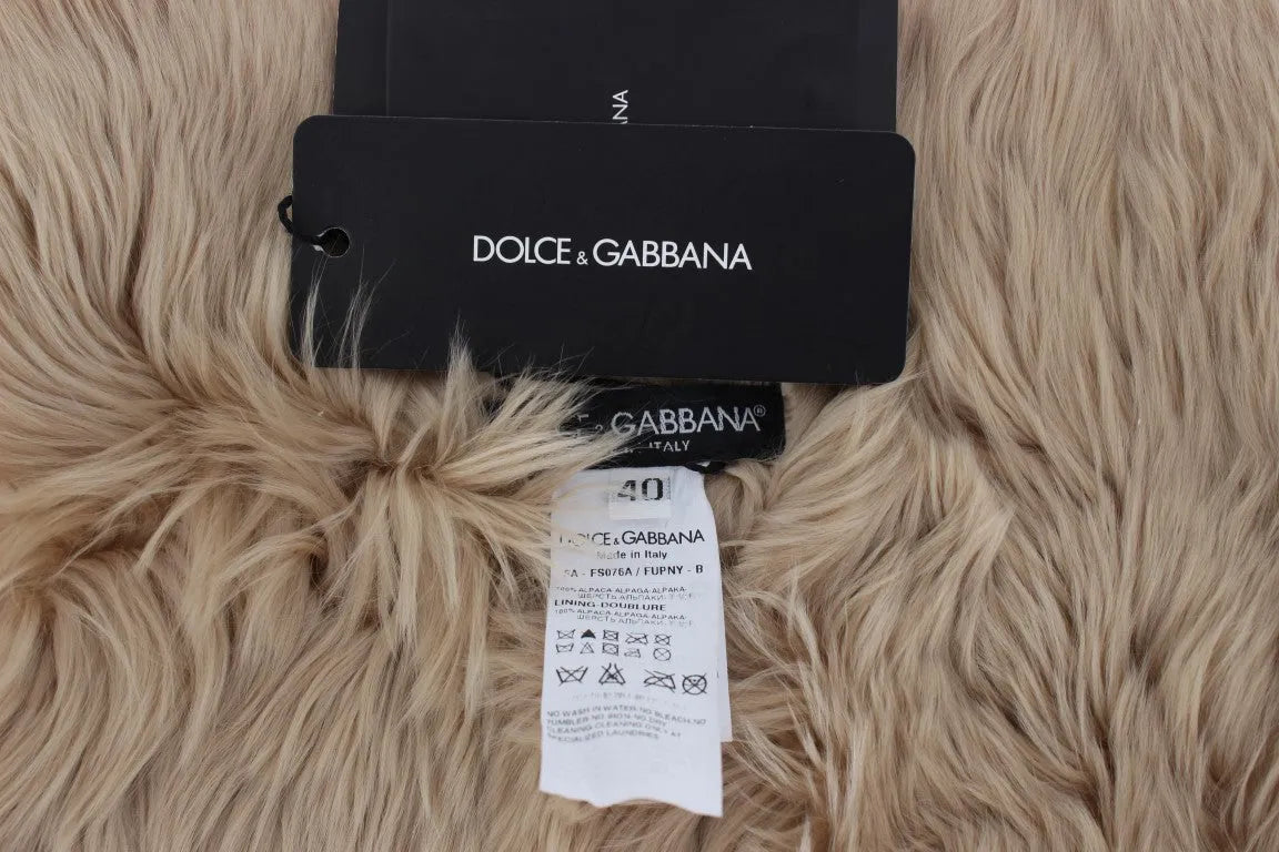 Beige Alpaca Collar Scarf-Dolce & Gabbana-LabelTerrace.com