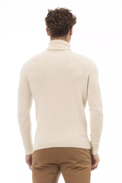 Beige Alpaca Men Sweater-Alpha Studio-LabelTerrace.com