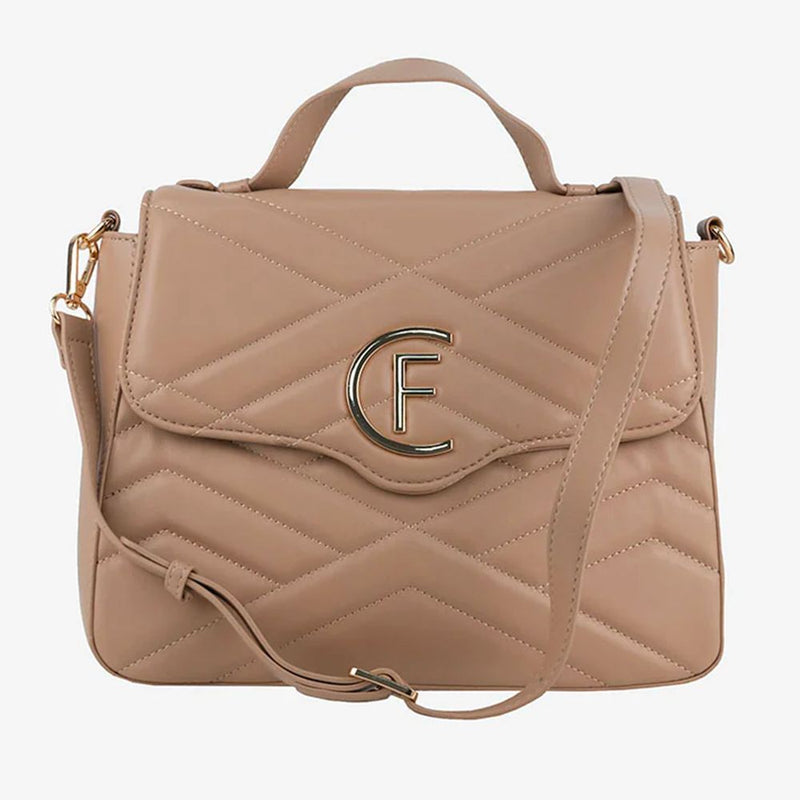 Beige Artificial Leather Women Crossbody Bag-CRISTINAEFFE-LabelTerrace.com