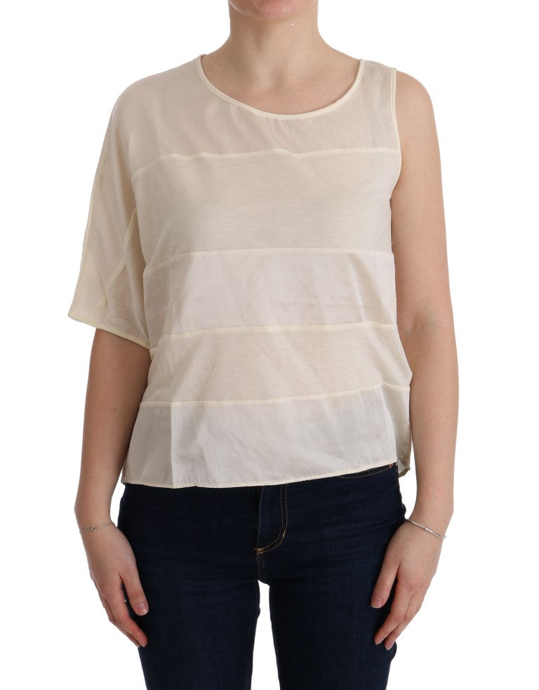 Beige Asymmetric Top Blouse-Costume National-LabelTerrace.com