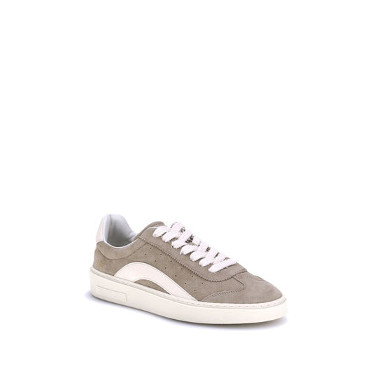 Beige Calf Leather Bos Taurus Low Top Sneakers