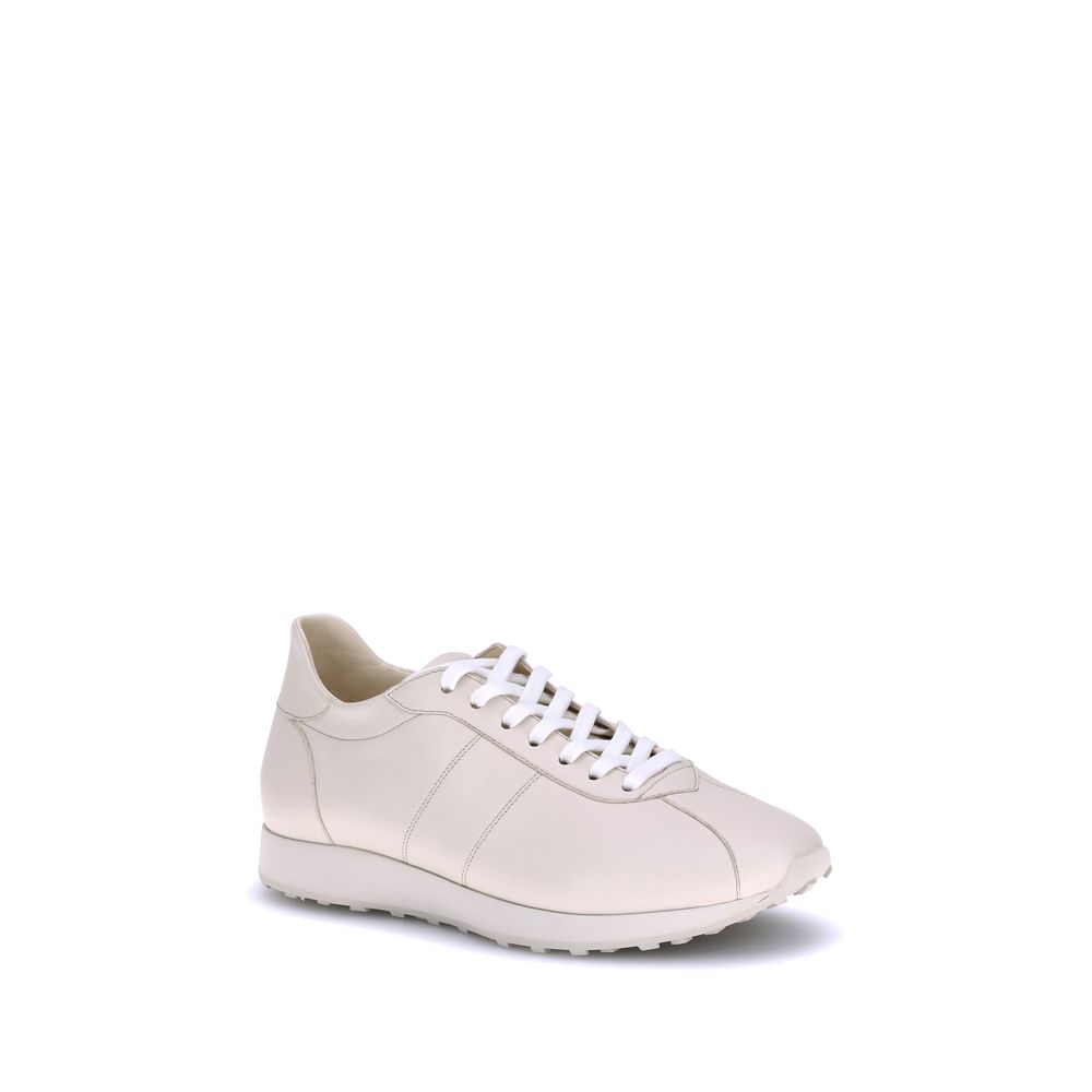 Beige Calf Leather Bos Taurus Low Top Sneakers