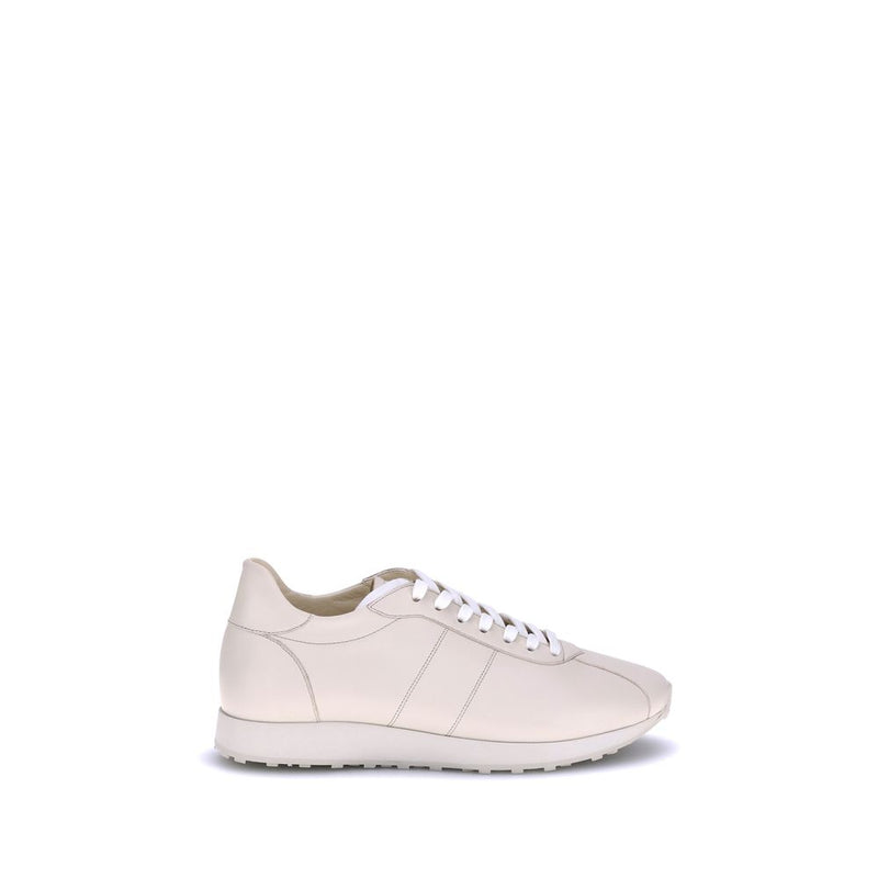 Beige Calf Leather Bos Taurus Low Top Sneakers