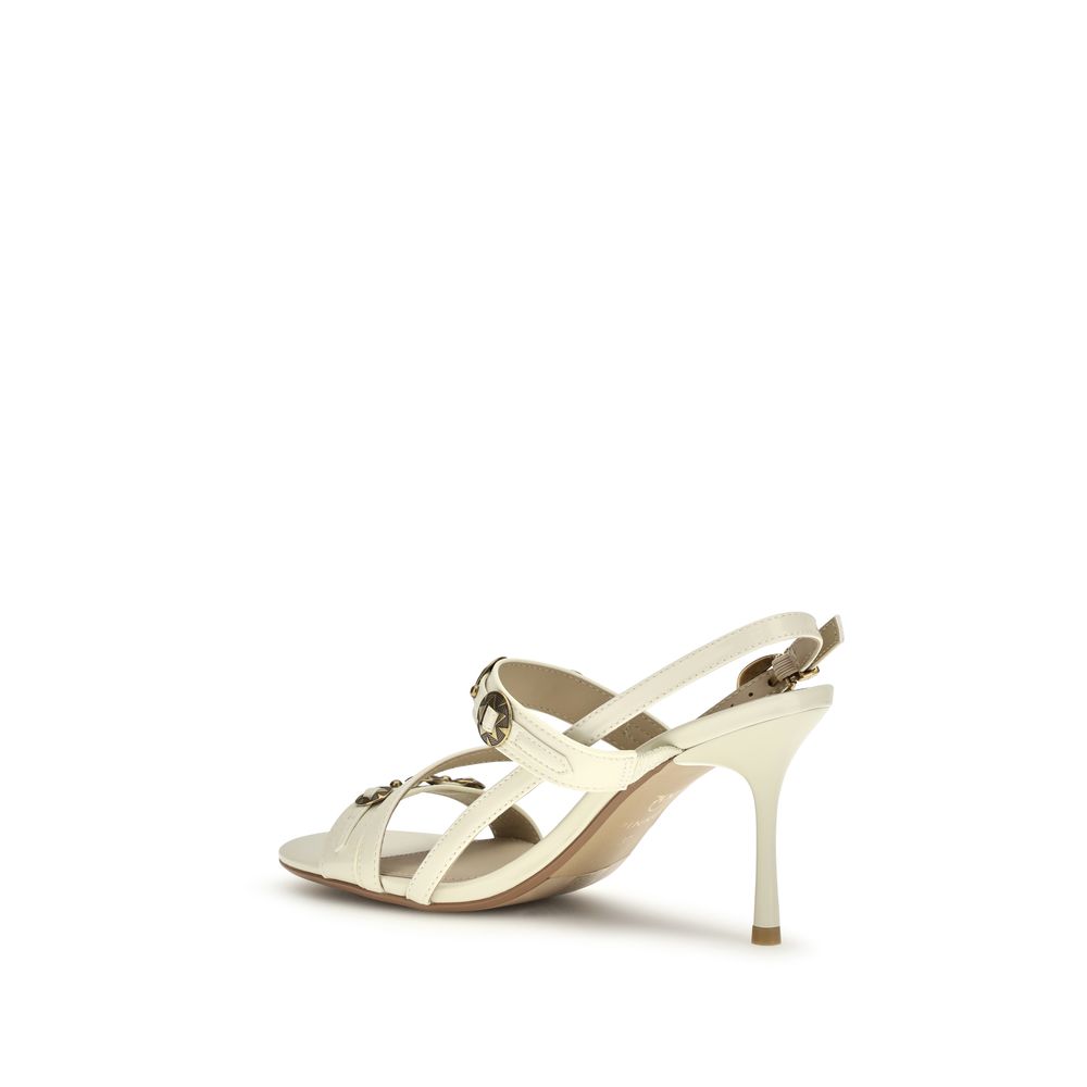Beige Calf Leather Bos Taurus Stiletto Heel Sandals