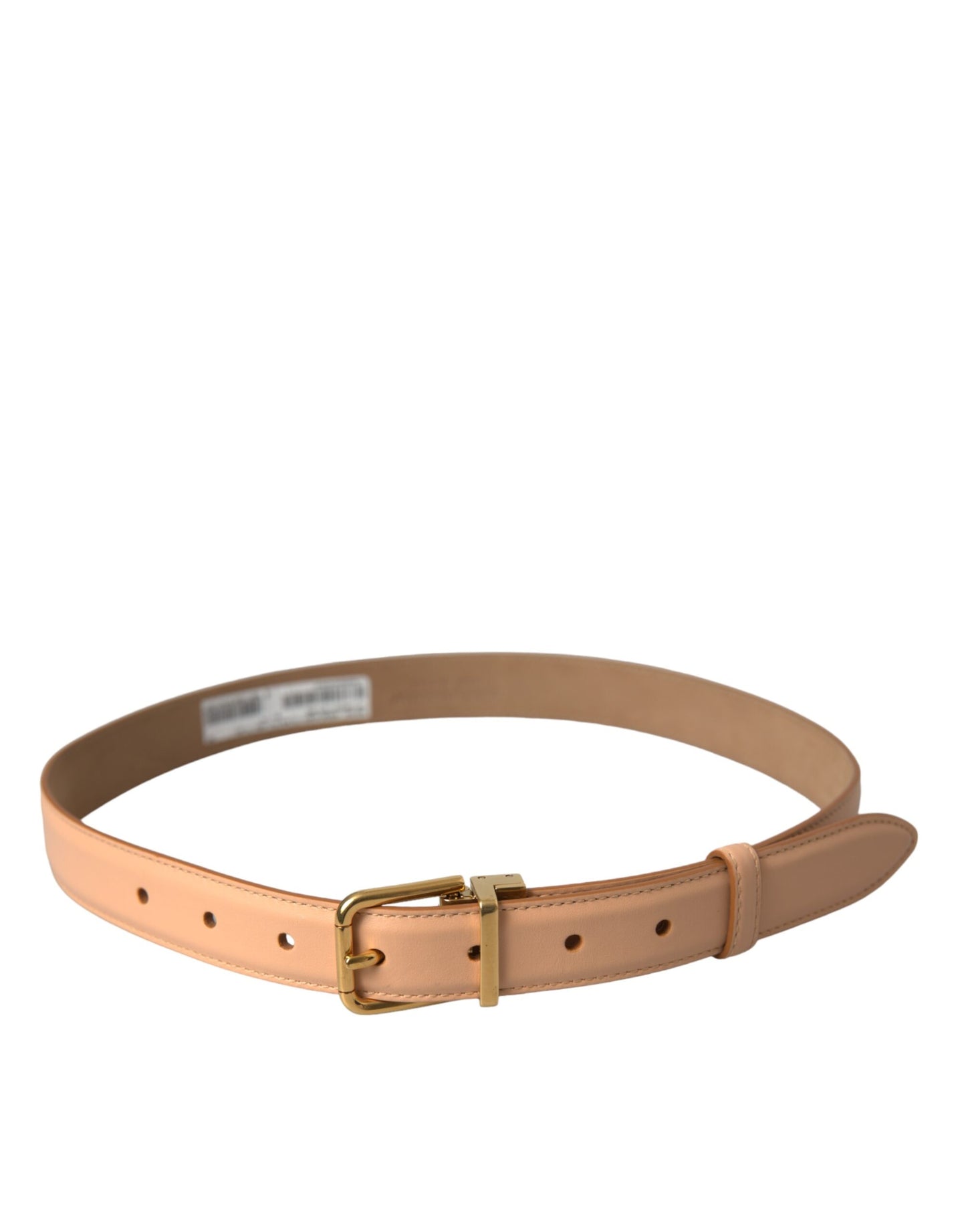 Beige Calfskin Leather Gold Metal Buckle Belt-Dolce & Gabbana-LabelTerrace.com