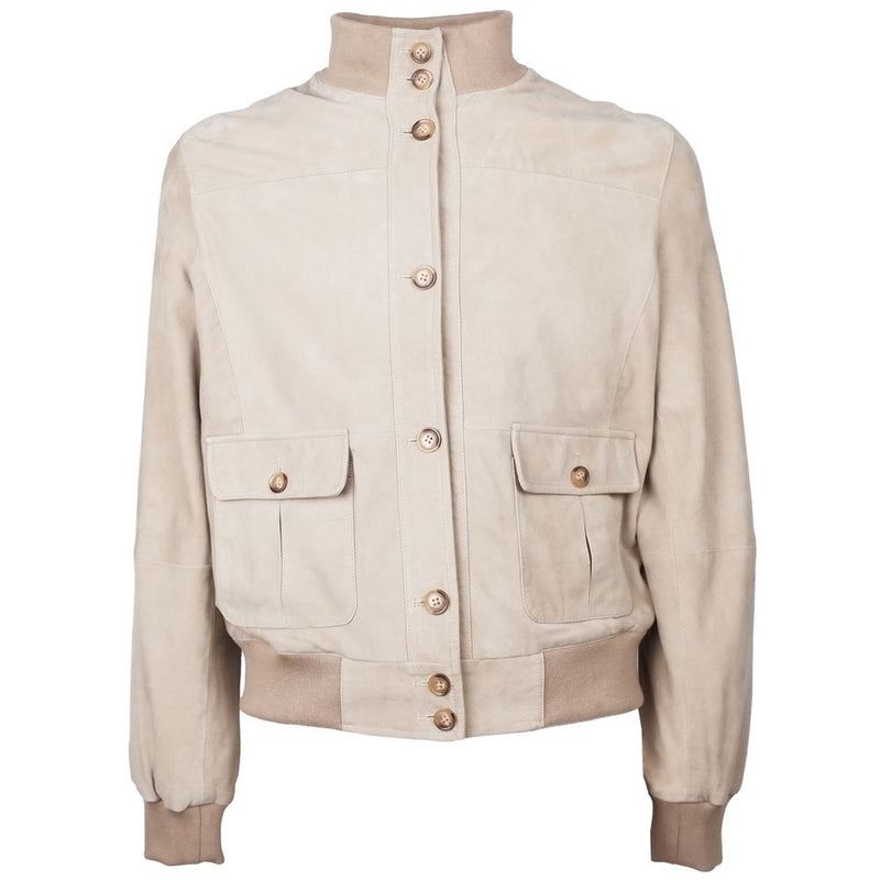 Beige Calfskin Men Jacket-Emilio Romanelli-LabelTerrace.com