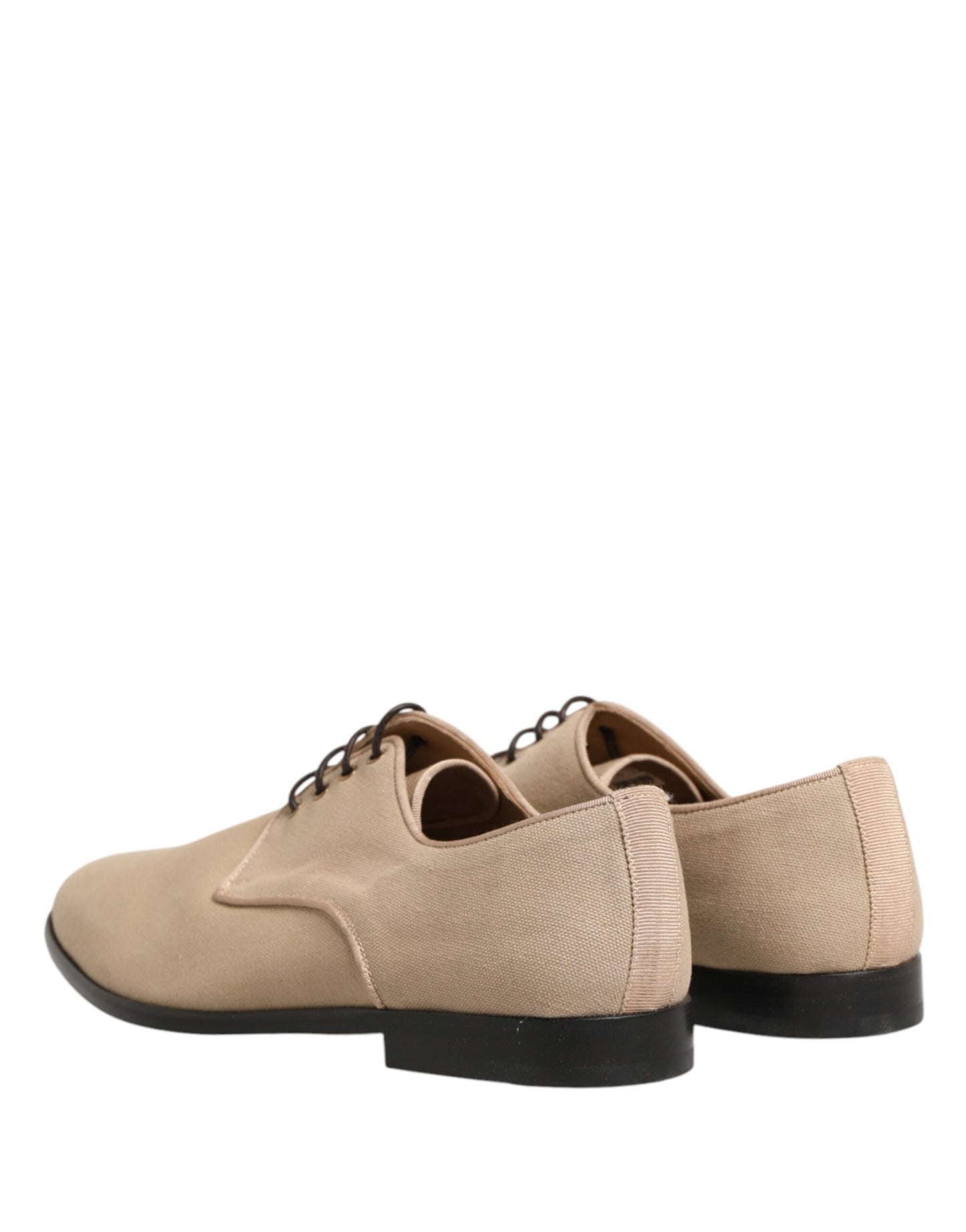 Beige Canvas Derby Lace Up Dress Men Shoes