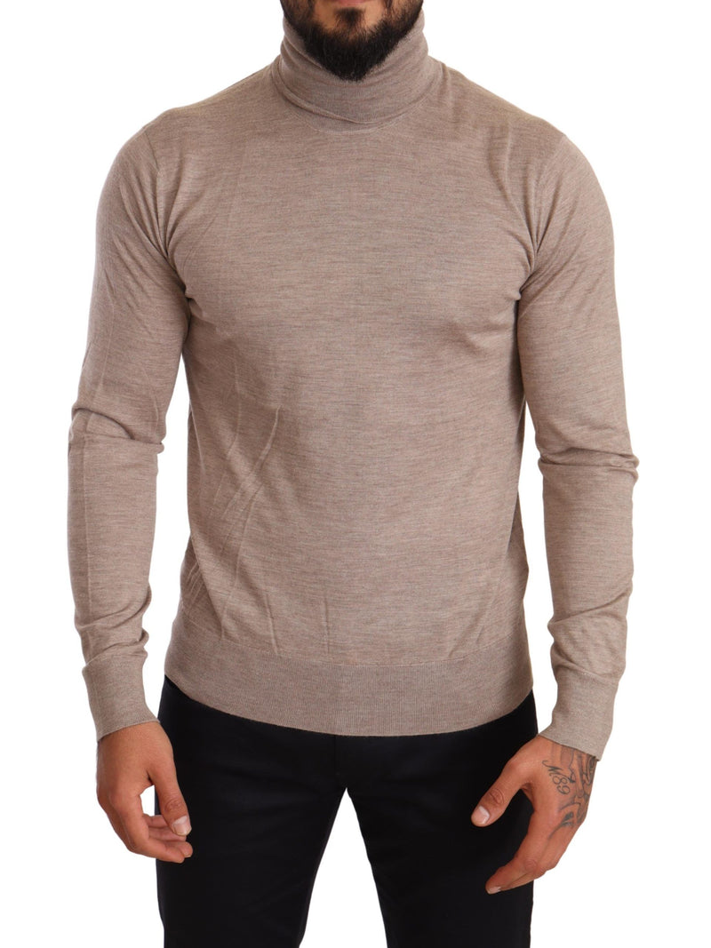 Beige Cashmere Turtleneck Pullover Sweater-Dolce & Gabbana-LabelTerrace.com