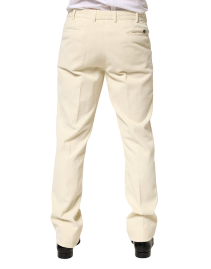 Beige Corduroy Cotton Straight Men Trouser Pants