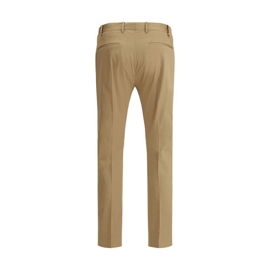 Beige Cotton Casual Pants