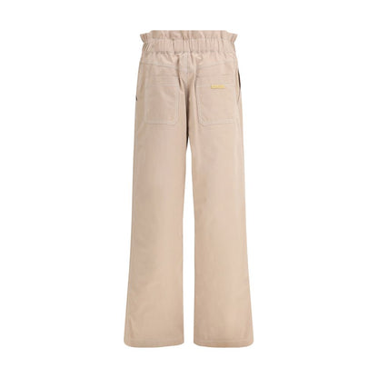 Beige Cotton Casual Pants