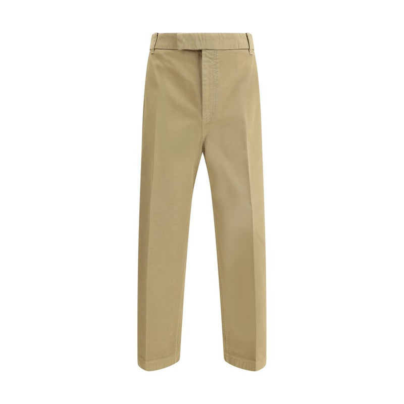 Beige Cotton Casual Pants