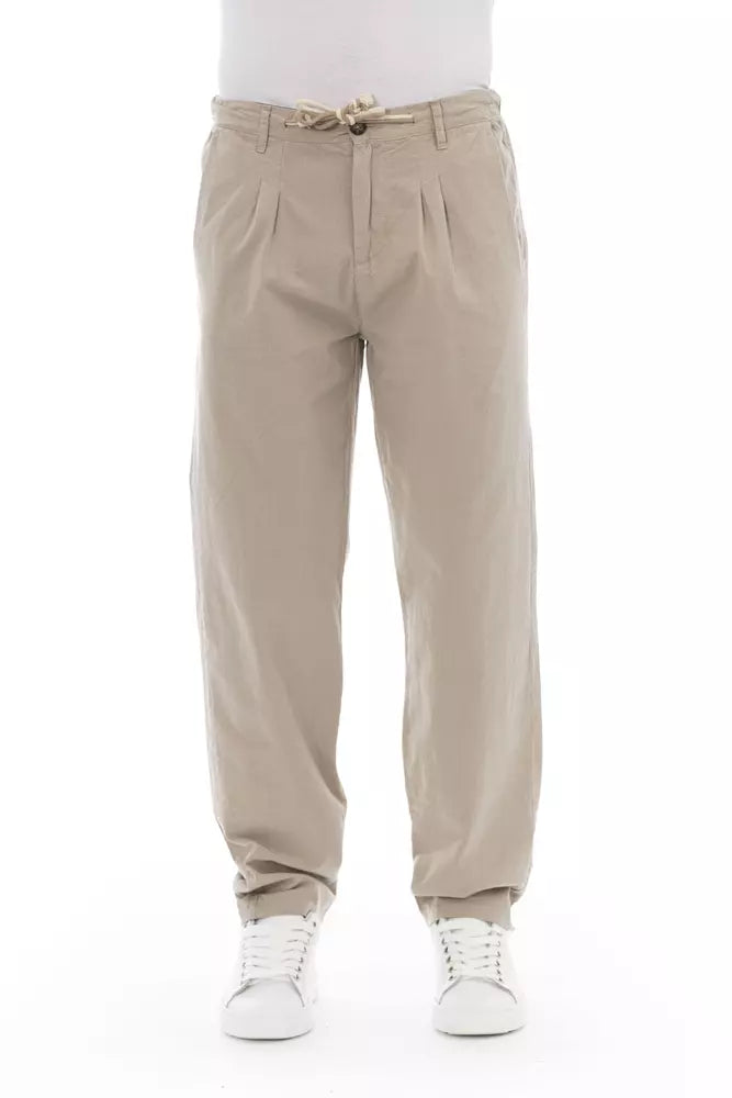 Beige Cotton Men Chino Pants-Baldinini Trend-LabelTerrace.com