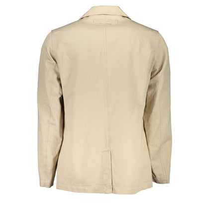 Beige Cotton Men Jacket-Gant-LabelTerrace.com