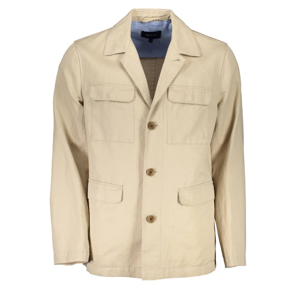 Beige Cotton Men Jacket-Gant-LabelTerrace.com