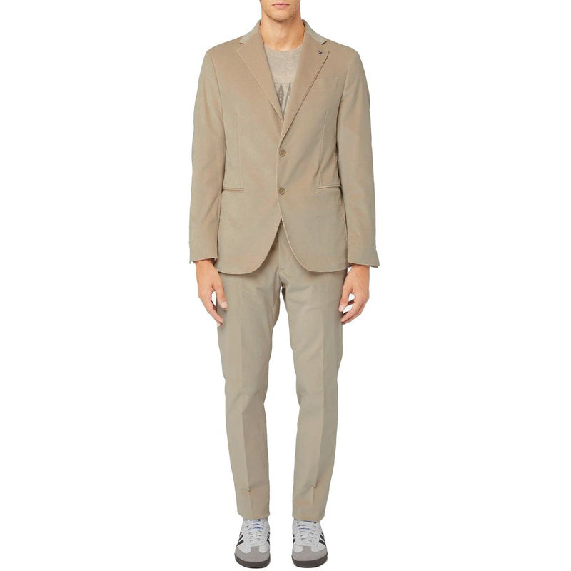 Beige Cotton Men Suit-AT.P.CO-LabelTerrace.com