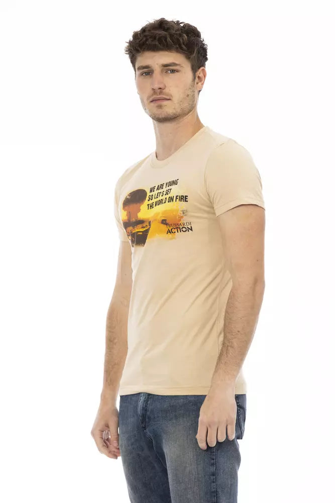 Beige Cotton Men T-Shirt-Trussardi Action-LabelTerrace.com
