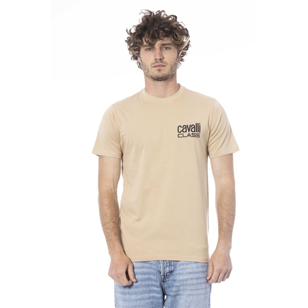 Beige Cotton Men T-Shirt-Cavalli Class-LabelTerrace.com
