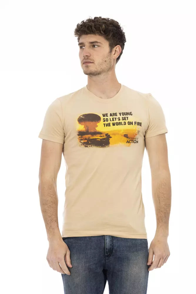 Beige Cotton Men T-Shirt-Trussardi Action-LabelTerrace.com