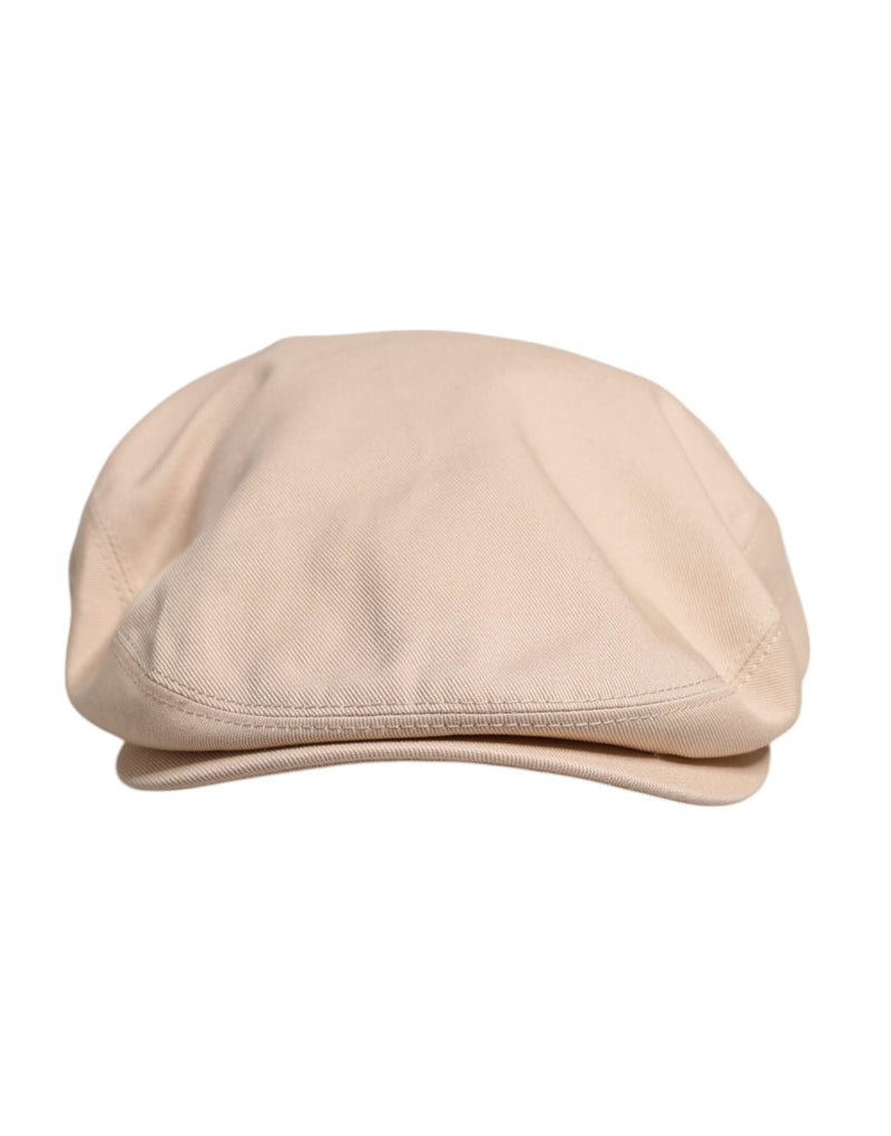 Beige Cotton Newsboy Capello Cabbie Hat-Dolce & Gabbana-LabelTerrace.com