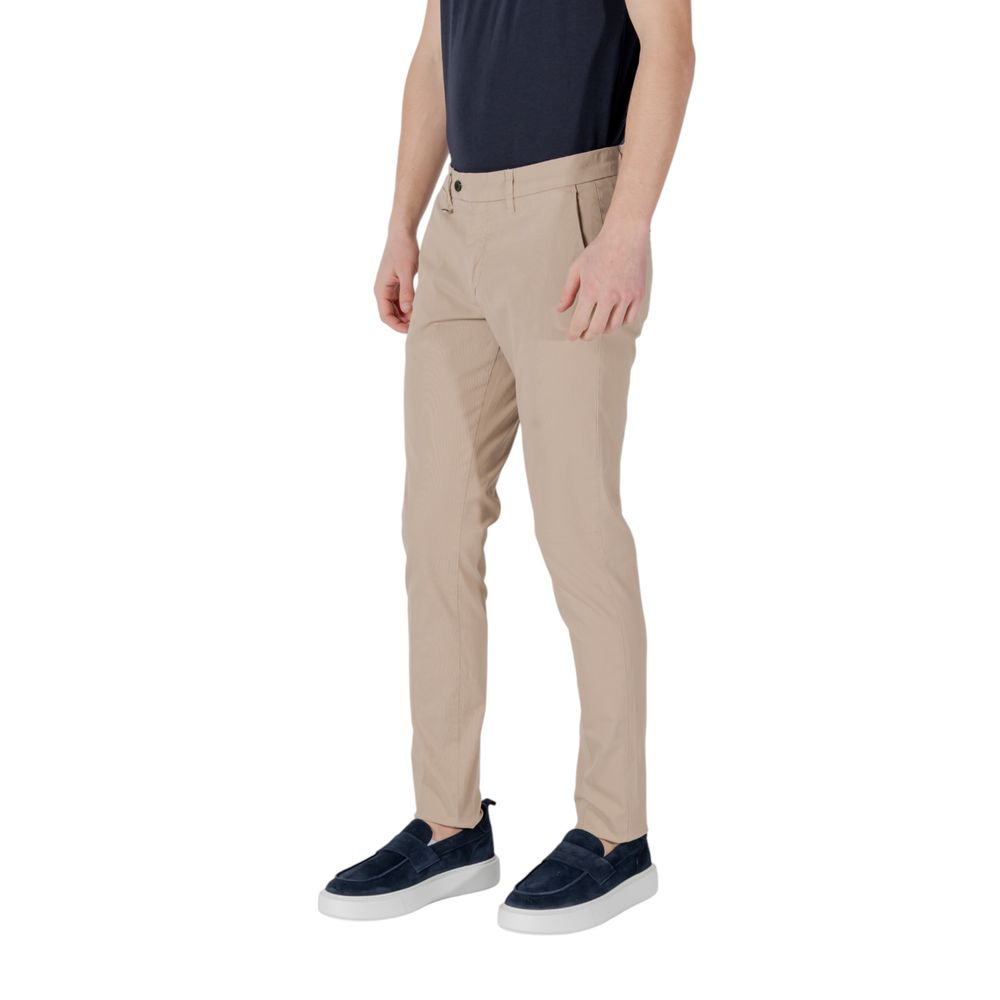 Beige Cotton Skinny Pants