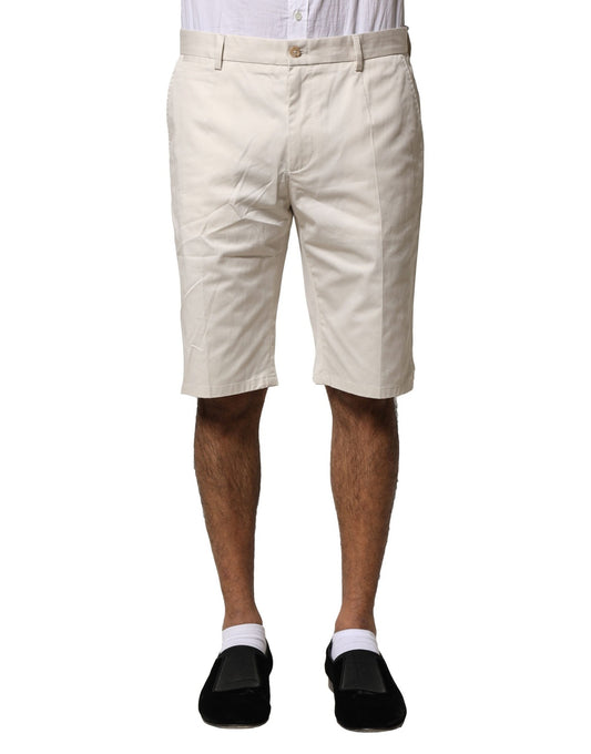 Beige Cotton Stretch Mid Waist Bermuda Shorts-Dolce & Gabbana-LabelTerrace.com
