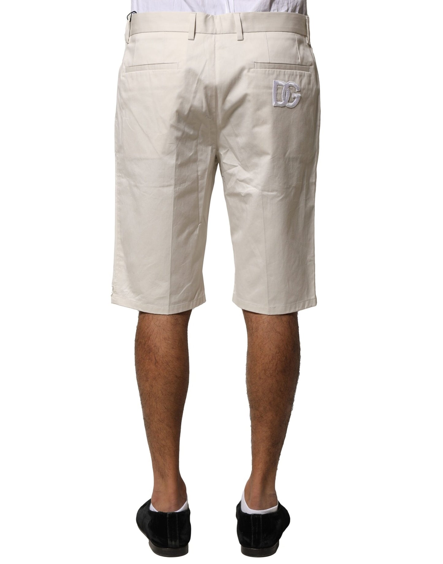 Beige Cotton Stretch Mid Waist Bermuda Shorts-Dolce & Gabbana-LabelTerrace.com
