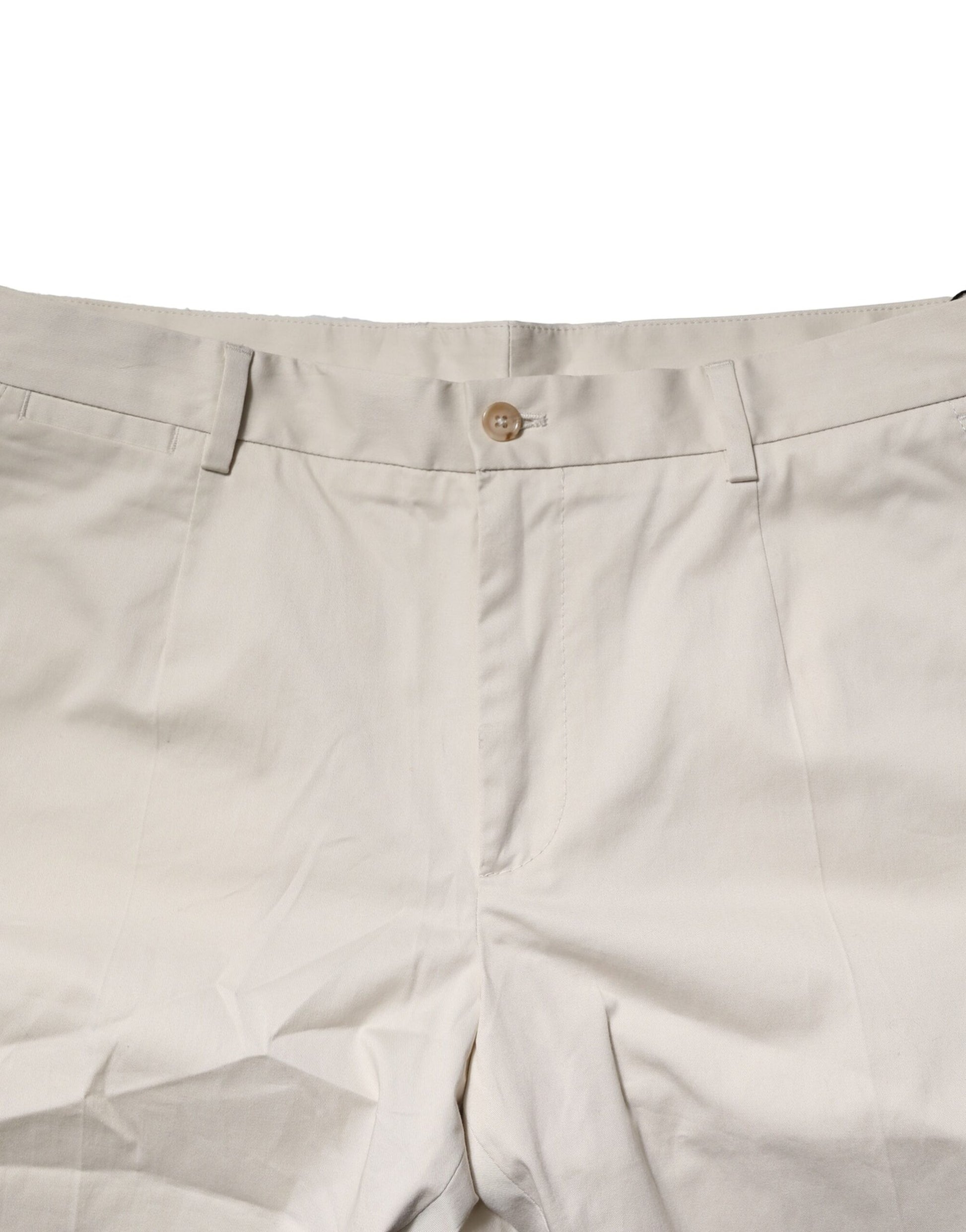 Beige Cotton Stretch Mid Waist Bermuda Shorts-Dolce & Gabbana-LabelTerrace.com