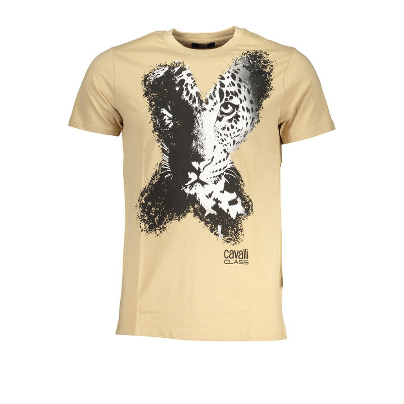Beige Cotton T-Shirt-Cavalli Class-LabelTerrace.com