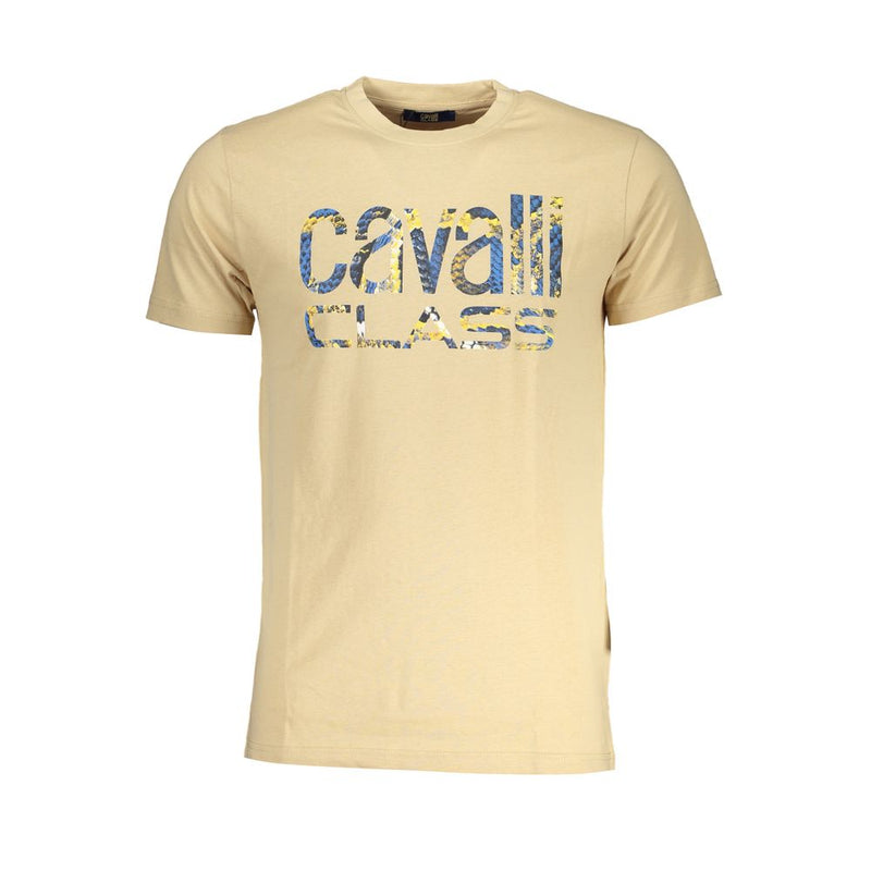 Beige Cotton T-Shirt-Cavalli Class-LabelTerrace.com