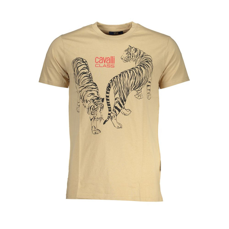 Beige Cotton T-Shirt-Cavalli Class-LabelTerrace.com
