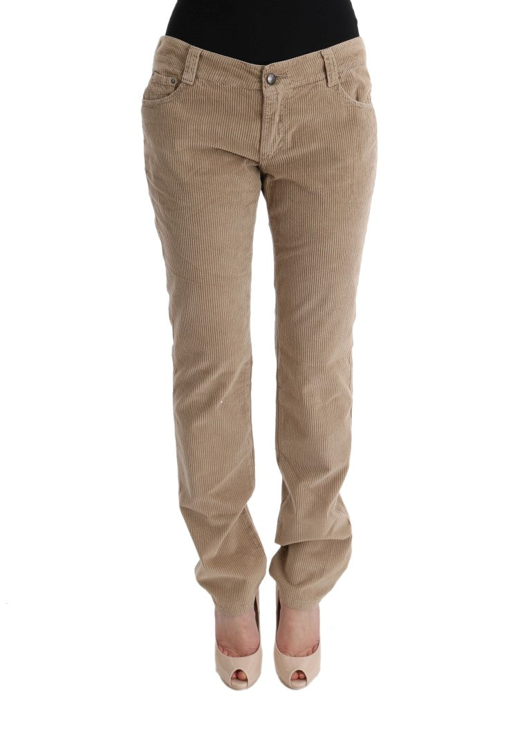 Beige Cotton Velvet Regular Fit Pants-Ermanno Scervino-LabelTerrace.com