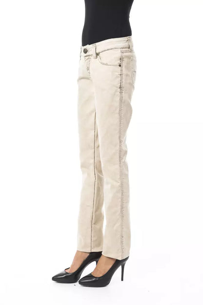 Beige Cotton Women Jean-BYBLOS-LabelTerrace.com