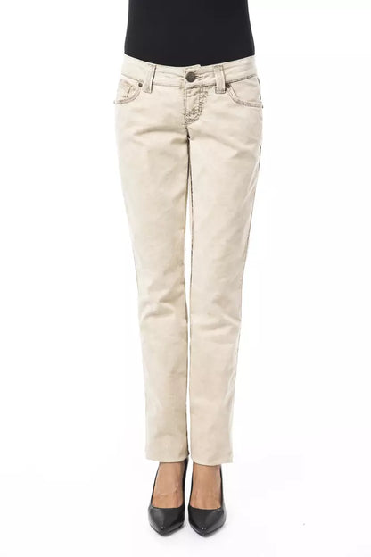 Beige Cotton Women Jean-BYBLOS-LabelTerrace.com