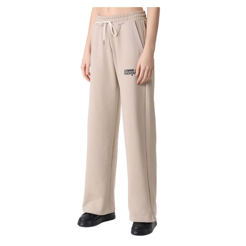 Beige Cotton Women Palazzo Pants-Comme Des Fuckdown-LabelTerrace.com
