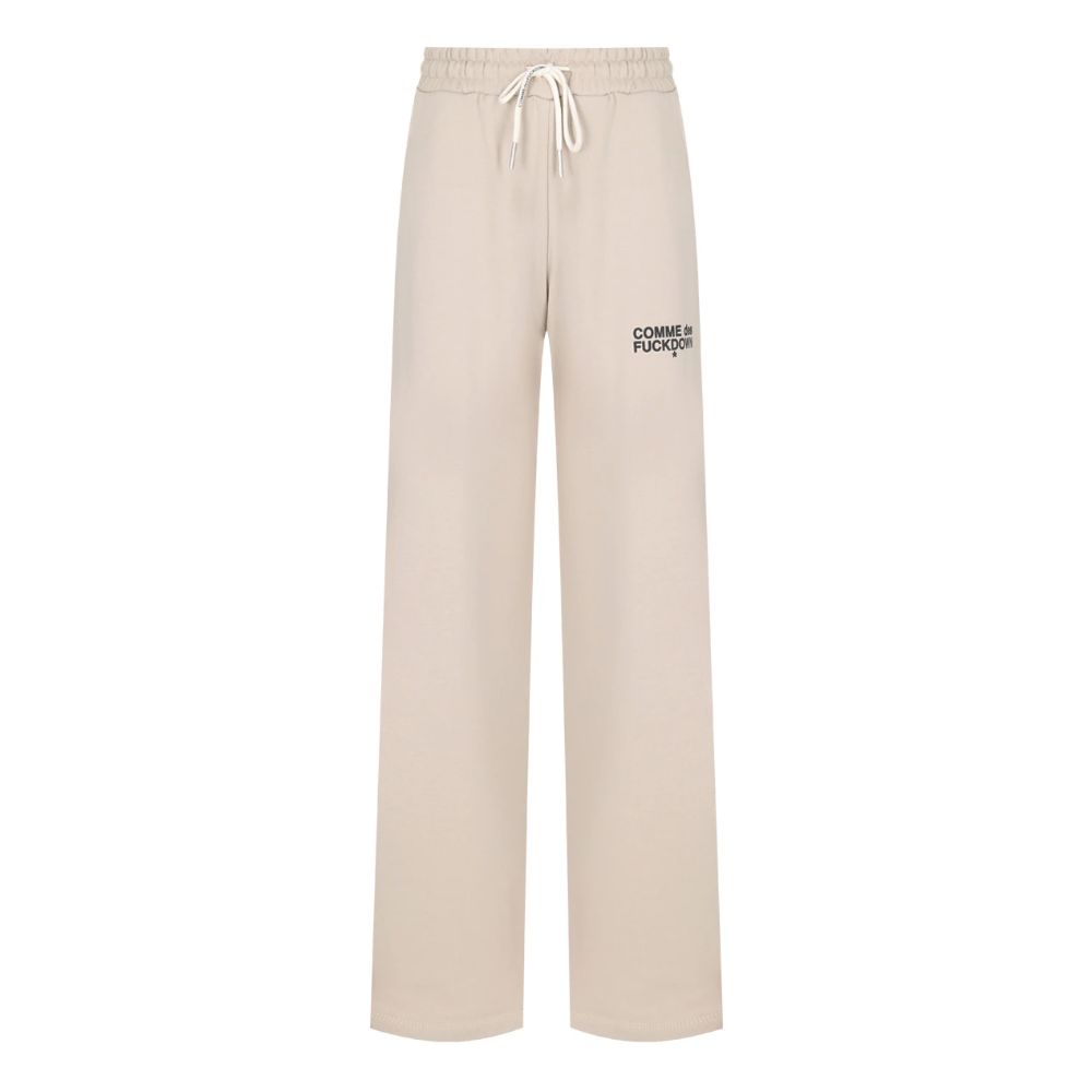 Beige Cotton Women Palazzo Pants-Comme Des Fuckdown-LabelTerrace.com