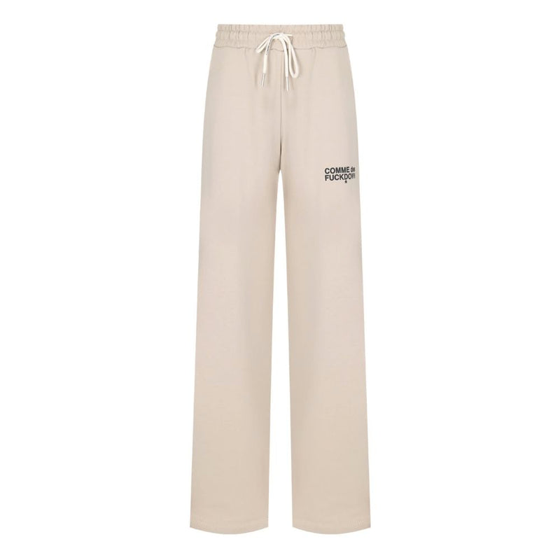 Beige Cotton Women Palazzo Pants-Comme Des Fuckdown-LabelTerrace.com