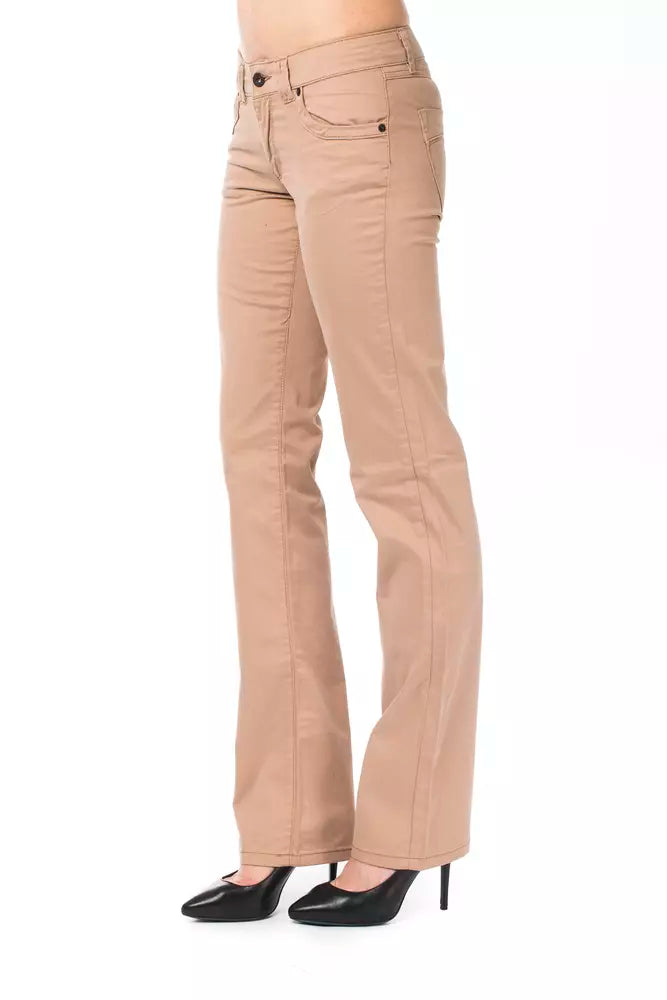 Beige Cotton Women Pant-Ungaro Fever-LabelTerrace.com