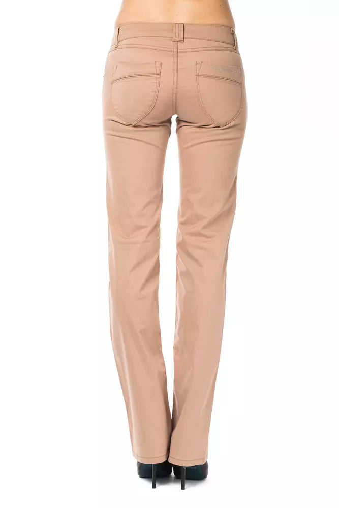 Beige Cotton Women Pant-Ungaro Fever-LabelTerrace.com