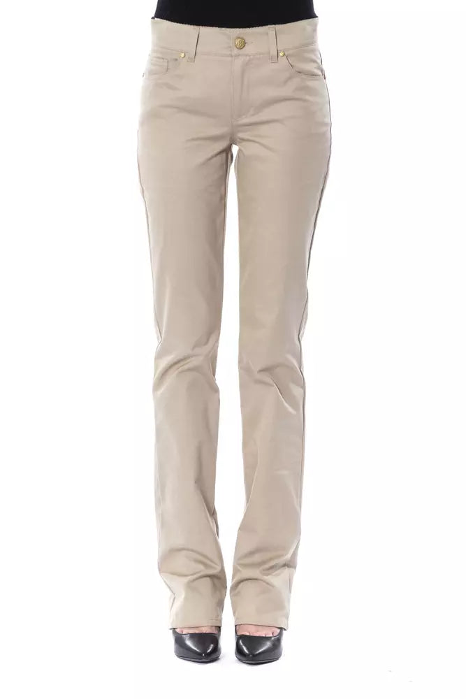 Beige Cotton Women Pant-BYBLOS-LabelTerrace.com