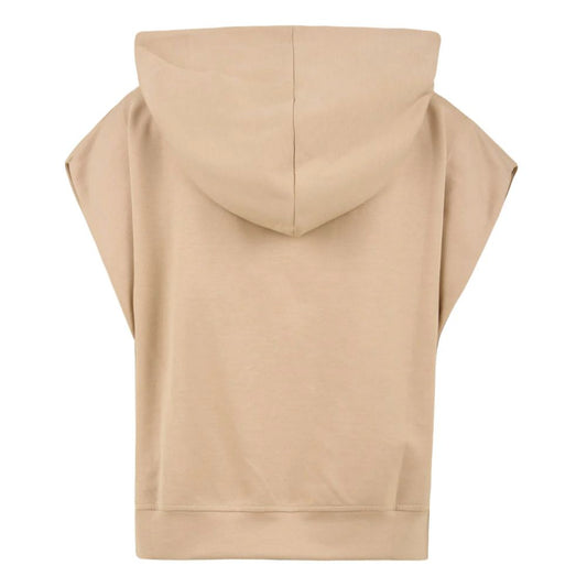 Beige Cotton Women Sleeveless Hoodie-Hinnominate-LabelTerrace.com