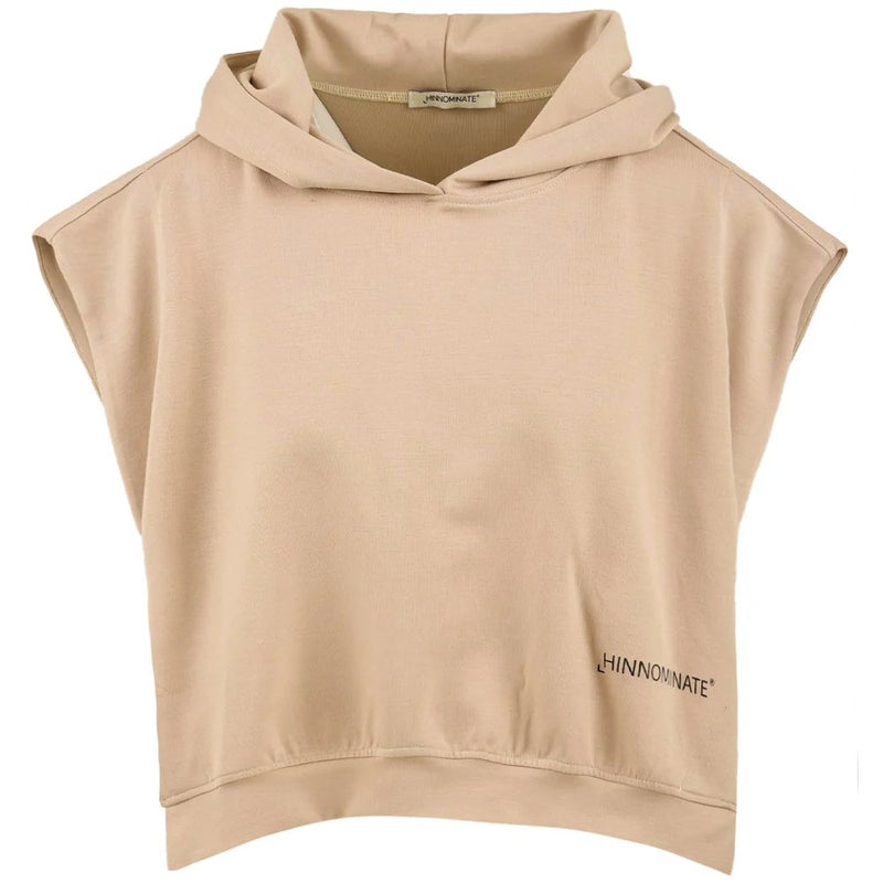 Beige Cotton Women Sleeveless Hoodie-Hinnominate-LabelTerrace.com