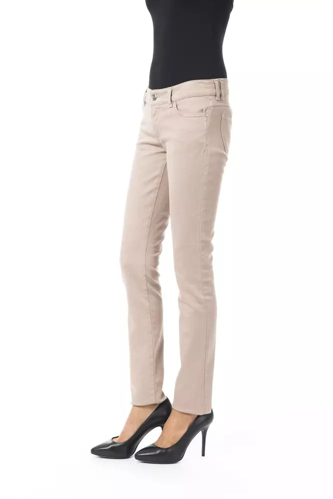 Beige Cotton Women Slim Pant-BYBLOS-LabelTerrace.com