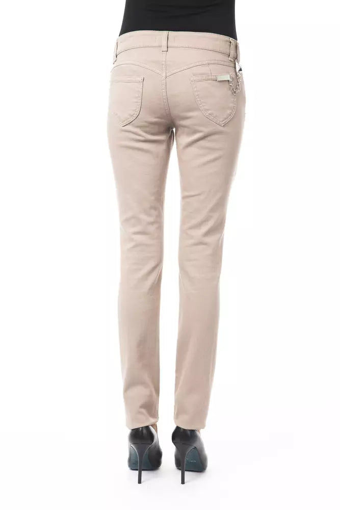 Beige Cotton Women Slim Pant-BYBLOS-LabelTerrace.com
