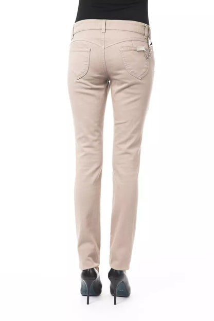 Beige Cotton Women Slim Pant-BYBLOS-LabelTerrace.com