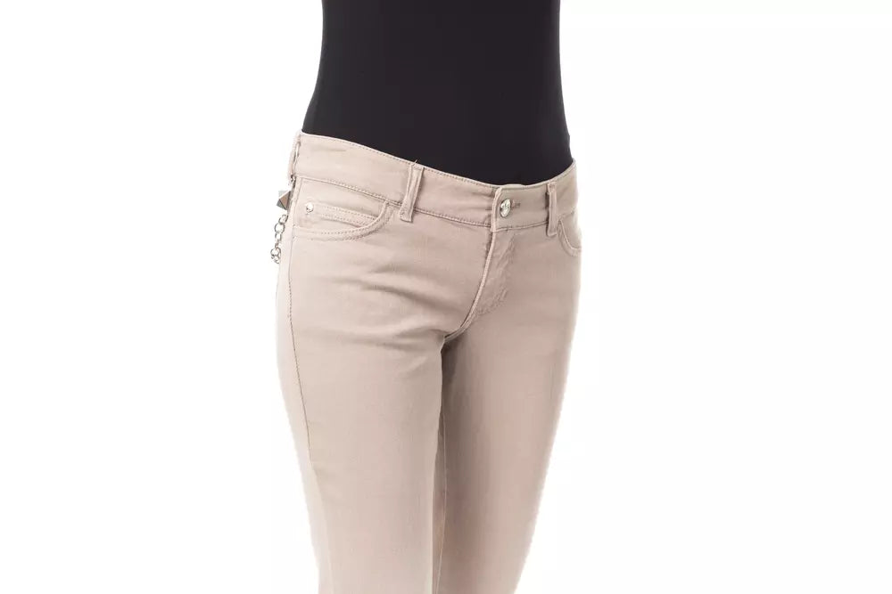 Beige Cotton Women Slim Pant-BYBLOS-LabelTerrace.com
